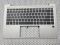 Верхняя часть корпуса (топкейс) с клавиатурой для HP ProBook 440 G8 серебро (для версии со сканером отпечатка пальца)