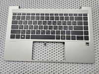 Верхняя часть корпуса (топкейс) с клавиатурой для HP ProBook 440 G8 серебро (для версии со сканером отпечатка пальца), недочет