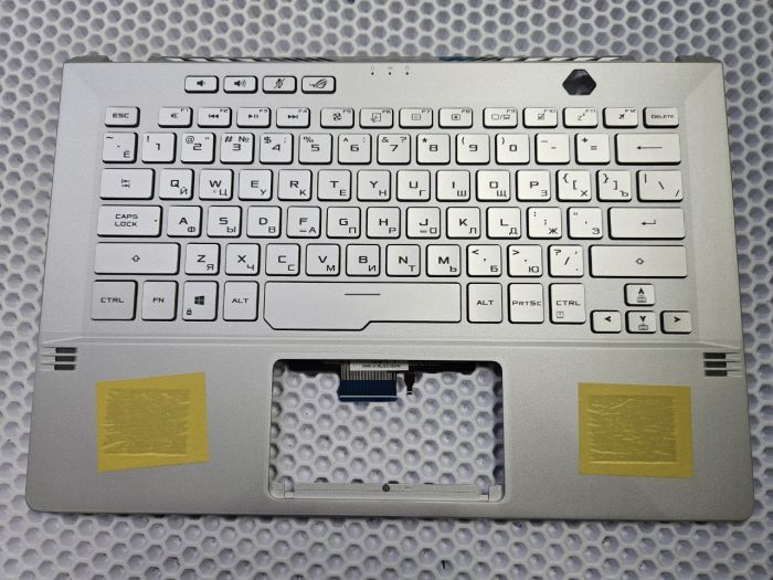 Верхняя часть корпуса (топкейс) с клавиатурой для ноутбука Asus ROG Zephyrus G14 GA401 серебро