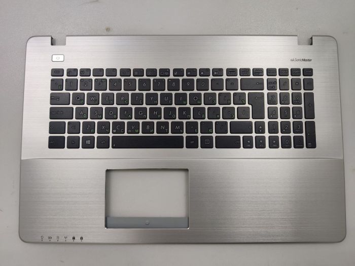 Верхняя часть корпуса (топкейс) с клавиатурой ноутбука Asus X750LN серебристый