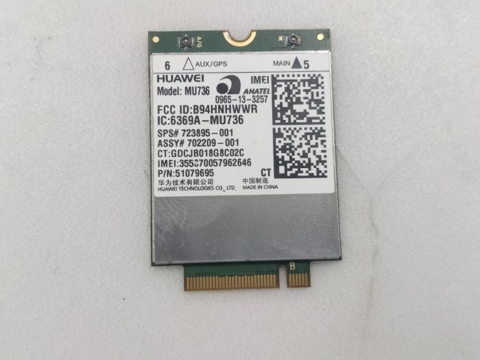 Модуль связи, интернета 3G Huawei MU736 Стандарты связи: Penta-band WCDMA/HSPA/HSPA+ 2100/1900/900/850/AWS MHz  HP EliteBook Folio 1040 G1