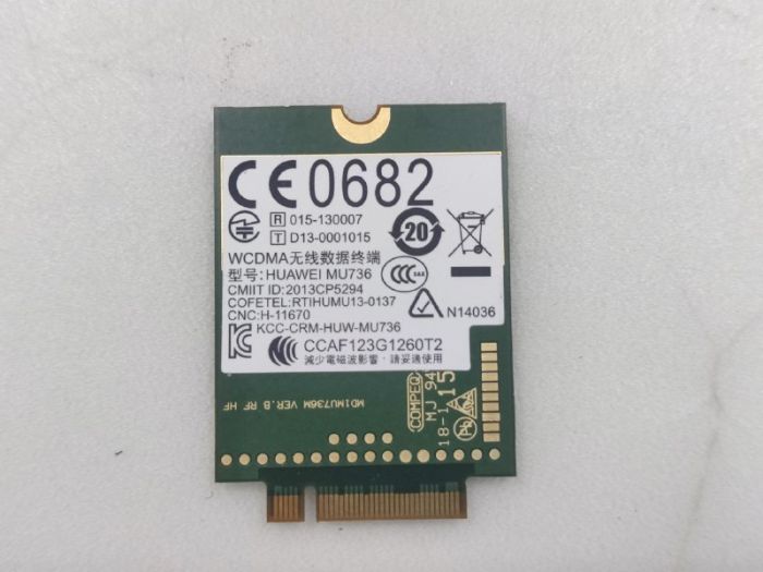 Модуль связи, интернета 3G Huawei MU736 Стандарты связи: Penta-band WCDMA/HSPA/HSPA+ 2100/1900/900/850/AWS MHz  HP EliteBook Folio 1040 G1