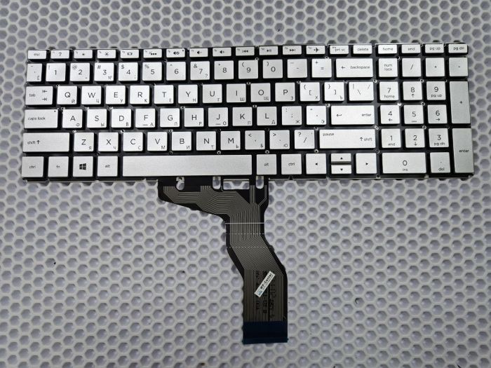 Клавиатура для HP 15s-fq, 15s-eq, 15-dy, 15-bs серебристая, с подсветкой