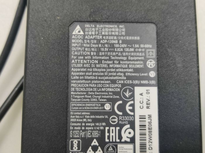Зарядка для ноутбука Acer 19V 7,1A (135W) 5,5x1,7мм бу, ориг