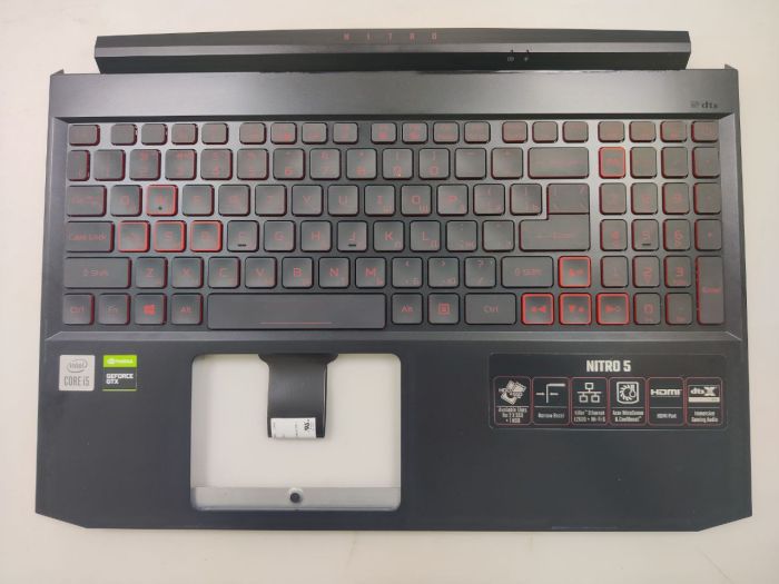 Верхняя часть корпуса (топкейс) AP336000C00 с клавиатурой для ноутбука Acer Nitro 5 AN515-55 с красной подсветкой