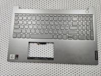 Верхняя часть корпуса (топкейс) с клавиатурой для ноутбука Lenovo Thinkbook 15-IIL + толкатель кнопки включения с отпечатком пальца серебристый