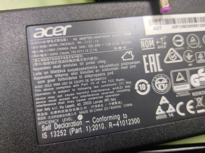 Зарядка для ноутбука Acer 19V 7,1A (135W) 5,5x1,7мм