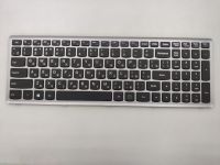 Клавиатура для ноутбука Lenovo U510, Z710 черная с серебристой рамкой