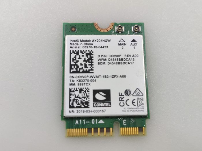 Модуль Wi-Fi AX201NGW  для Dell G15 5510 с 2 антеннами 2,4 ГГц + 5 ГГц WiFi 6 3000 Мбит/с M.2 CNVio2 Bluetooth 5,1