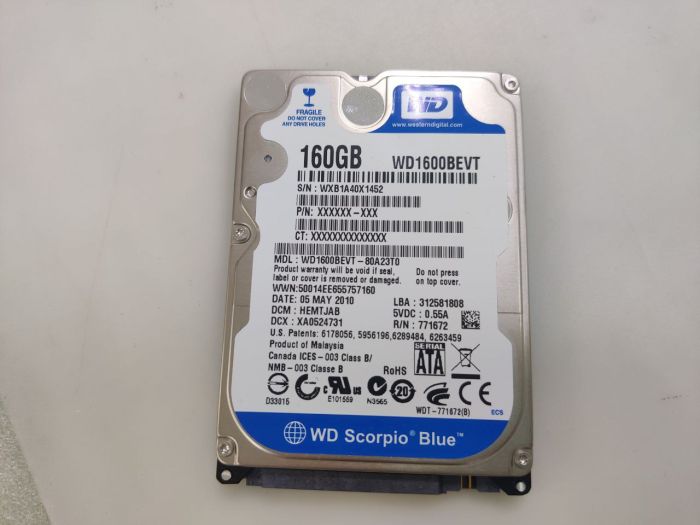 Жесткий диск WD 160 Gb WD1600BEVT бу, рабочий