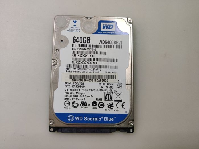 Жесткий диск HDD 2.5" WD 640GB WD64000BEVT БУ, рабочий